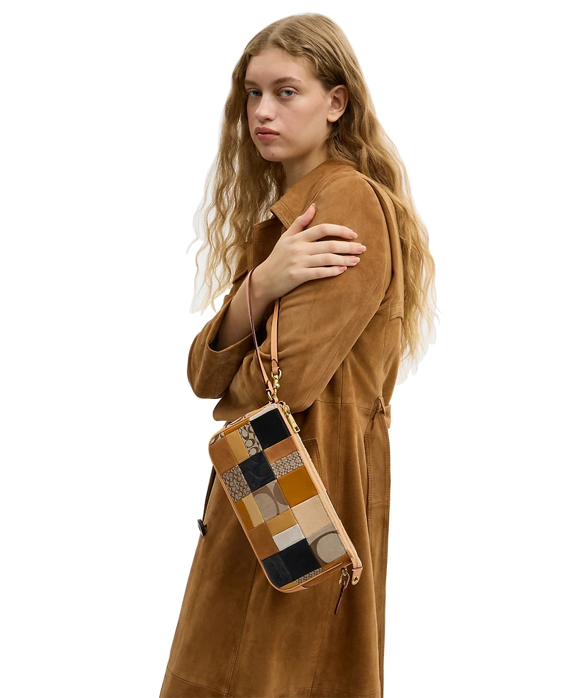 Coach Plaza Small Patchwork Signature Jacquard Shoulder Bag 25