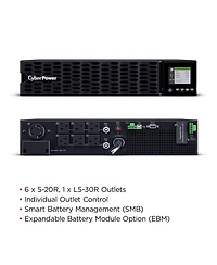 CyberPower OL3KRTHD 3000VA/2700W Smart App Online Sine Wave Lcd Rack/Tower Convertible Ups System, Black