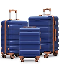Sugift 3 Piece Hardshell Luggage Set with Spinner Wheels Tsa Lock and Aluminum Telescopic Handle