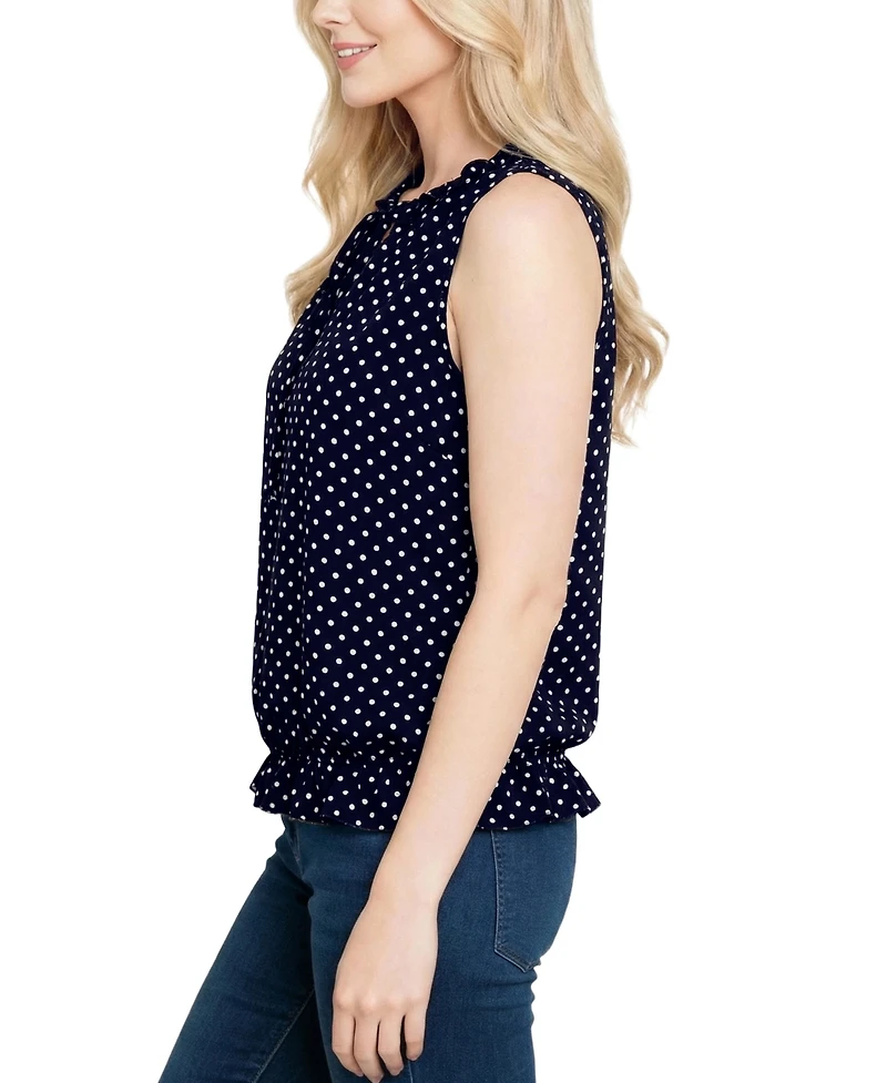Ny Collection Petite Sleeveless Ruffle Flounced Blouse