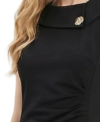 Ny Collection Petite Sleeveless Shawl Collar Dress