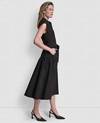 Dkny Women's Cap-Sleeve Drop Waist Shirt Dress