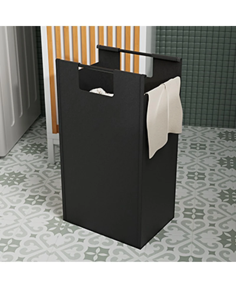 Rainsken Tilt Out Laundry Hamper Cabinet with Bamboo Slat Front & Removable Hamper