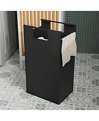 Rainsken Tilt Out Laundry Hamper Cabinet with Bamboo Slat Front & Removable Hamper