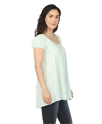 White Mark Women's Cap Sleeve Pleated Top