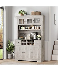 gaomon 68.7 " Pantry Cabinet with Led Light and Charging Station, Kitchen Storage Countertop