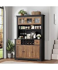 gaomon 68.7 " Pantry Cabinet with Led Light and Charging Station, Kitchen Storage Countertop