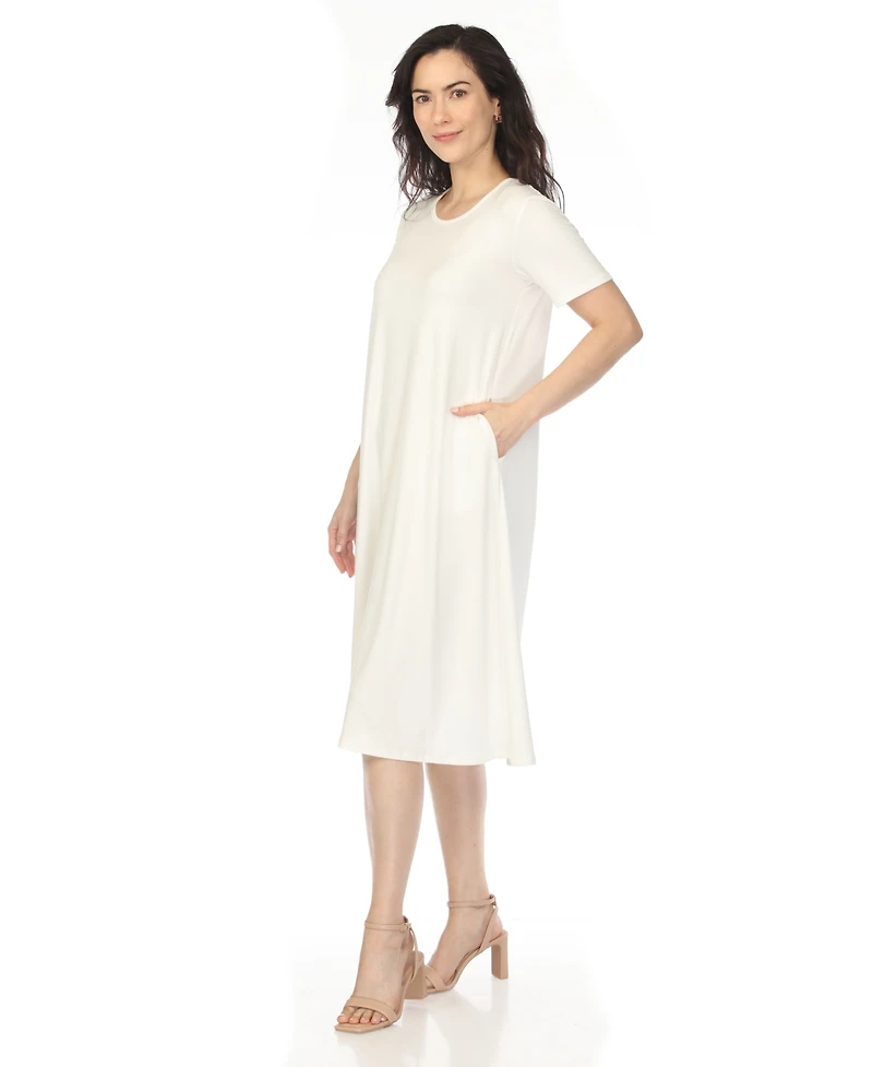 White Mark Women's Crew Neck T-Shirt Dress