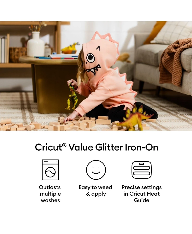 Cricut Glitter Iron-On Craft Vinyl Sheets, 10 x 12 in, Multicolor, 6 Count