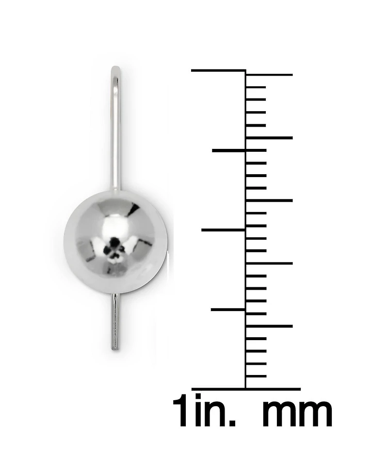 Curata Jewelry 925 Sterling Silver 10mm Polished Solid Ball Frenchwire Drop Earrings