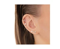 Curata Jewelry Solid 14k Yellow Gold Marquise Cubic Zirconia Butterfly Cartilage Labret Flat-back Piercing