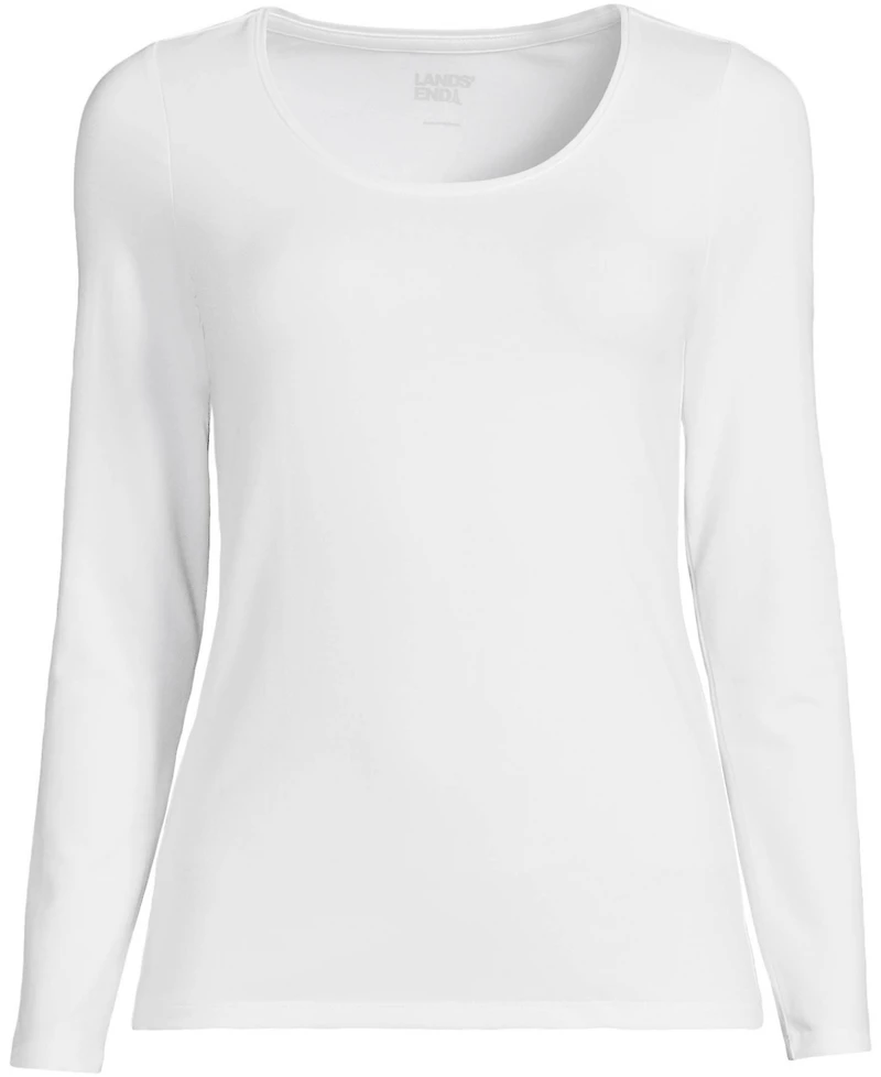 Lands' End Women's Lightweight Jersey Skimming Long Sleeve Scoop Neck T-shirt