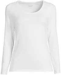 Lands' End Women's Lightweight Jersey Skimming Long Sleeve Scoop Neck T-shirt