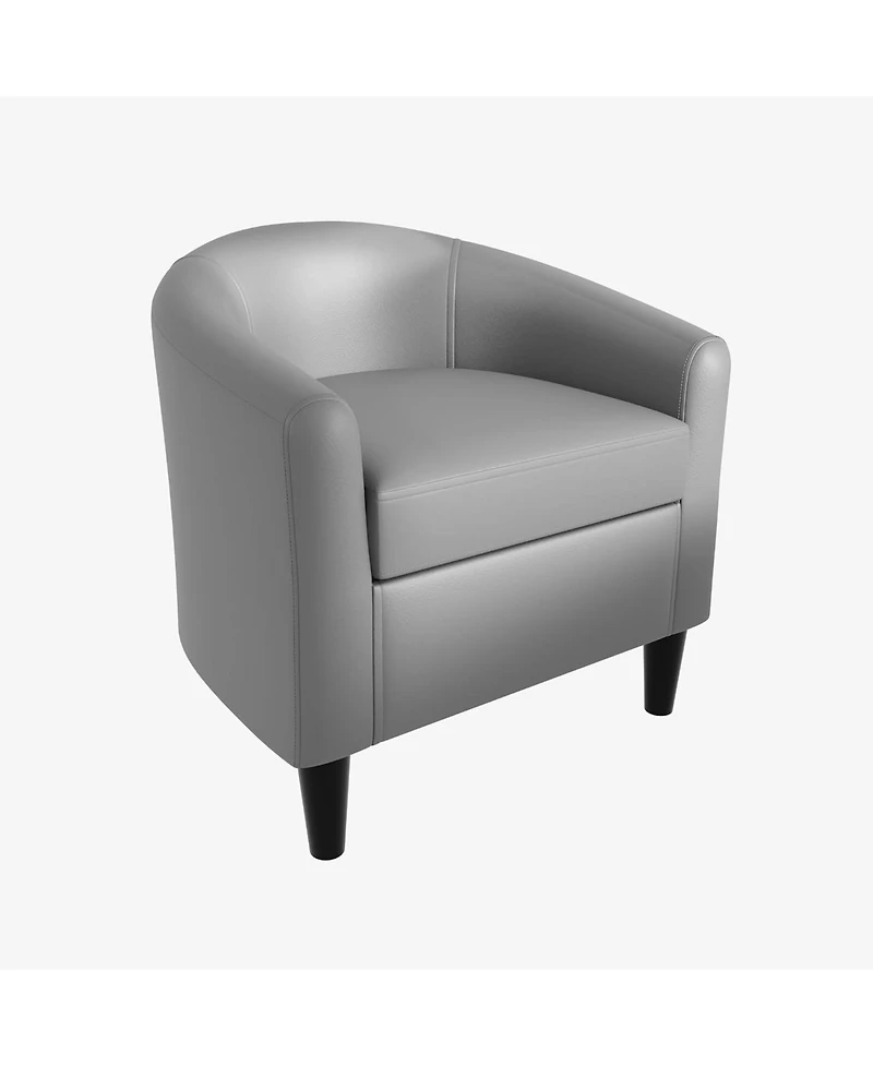 Gaomon Accent Chairs Faux Leather Chairs Barrel Club Chairs Comfy Living Room Chairs with Sturdy Legs for Bedroom Reading Room Waiting Room