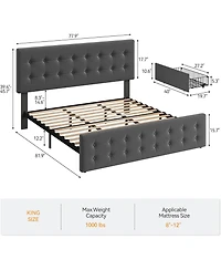 gaomon Bed Frame with 4 Storage Drawers and Headboard
