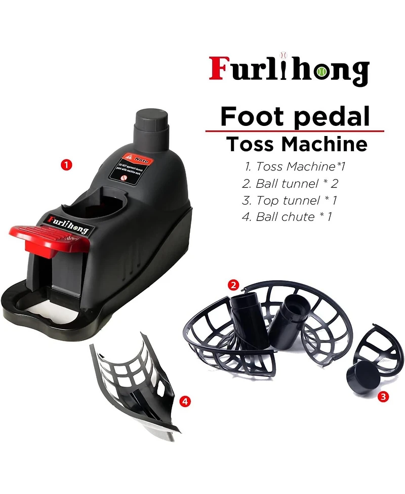 Furlihong Mechanical Baseball Soft Toss Machine with Adjustable Angles & Step On Paddle Launch, Compatible with Regulation Baseballs
