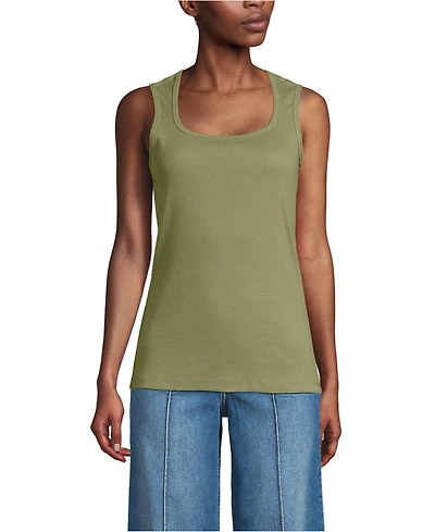 Lands' End Women's Micro Rib Square Neck Tank Top
