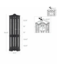 Yigii Antique-Style Corner Curio Cabinet with Adjustable Shelves and Light
