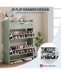 gaomon Shoe Cabinet with 2 Flip Drawers & 1 Top Drawer, Modern Wooden Shoe Organizer Cabinet for Entryway, Hallway, Living Room