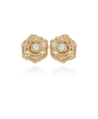 Guess Glass Stone Floral Stud Earrings