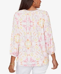 Ruby Rd. Petite Tapestry Print Drawstring Peasant Top