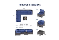 gaomon Patio Funiture Set 7 Pieces Outdoor Rattan with Detachable Soft Cushions Patio Conversation Sets Waterproof Patio Sectional Sofa