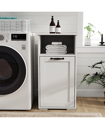 Rainsken Pull-Out Bathroom Storage Unit with 1 Removable Liner Bag for Easy Sorting & Storage Laundry Hamper Cabinet