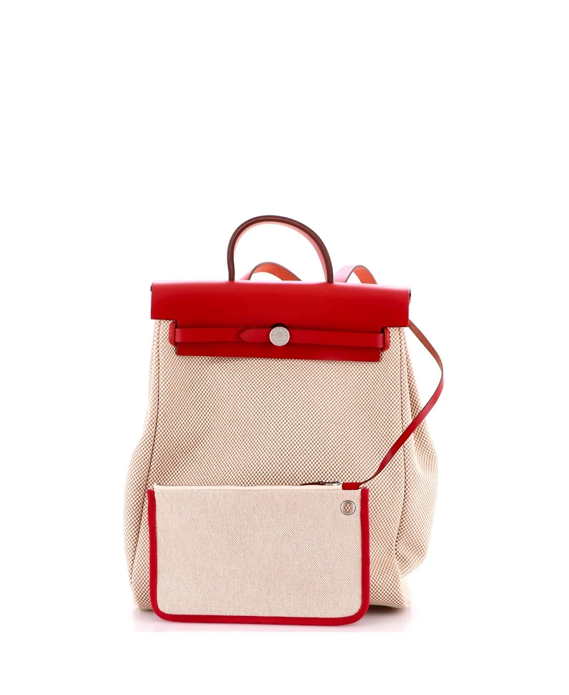 Pre-Owned HERMES Herbag A Dos Zip Backpack Toile and Leather