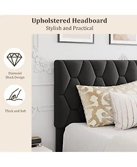 gaomon Queen Bed Frame – Upholstered Headboard, Heavy Duty Platform with Strong Wood Slats, Noise Free Design, No Box Spring Needed