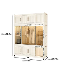 Boyel Living Portable Wardrobe Closet with 12 Magnetic Doors, 1 Hanging Rod & 6 Hangers