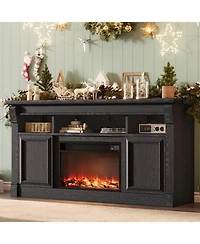 gaomon 58" Farmhouse Wood Fireplace Tv Stand with Open Storage Cabinets Entertainment Center for TVs up to 75"