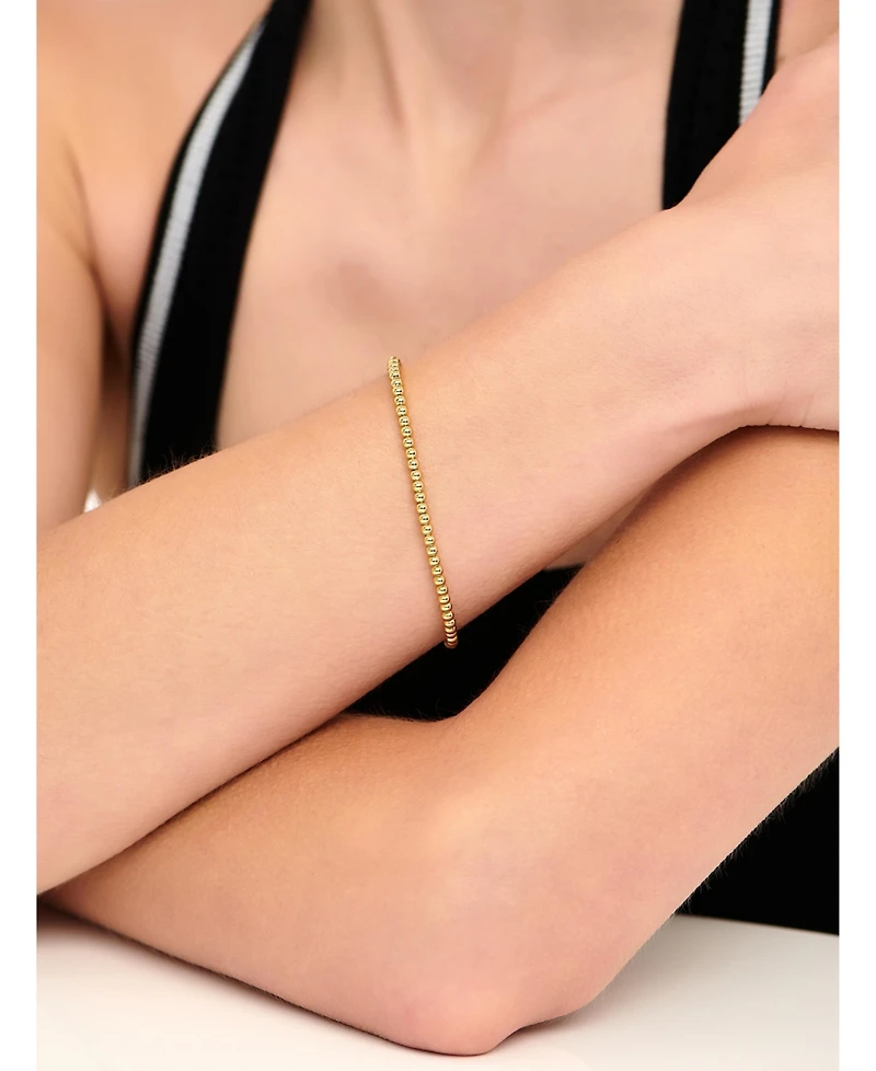 Devata 3mm Beaded Ball Chain Bracelet Gold Plated Sterling Silver