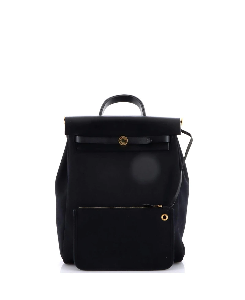 Pre-Owned HERMES Herbag A Dos Zip Backpack Toile and Leather