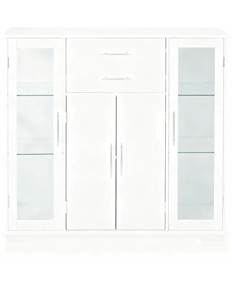 Yigii Kitchen Cabinet with Glass Doors and Drawers