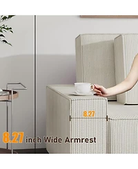 gaomon 96 Inch Corduroy Stripe Modular Deep Seat Oversized L Shaped Sofa Couch