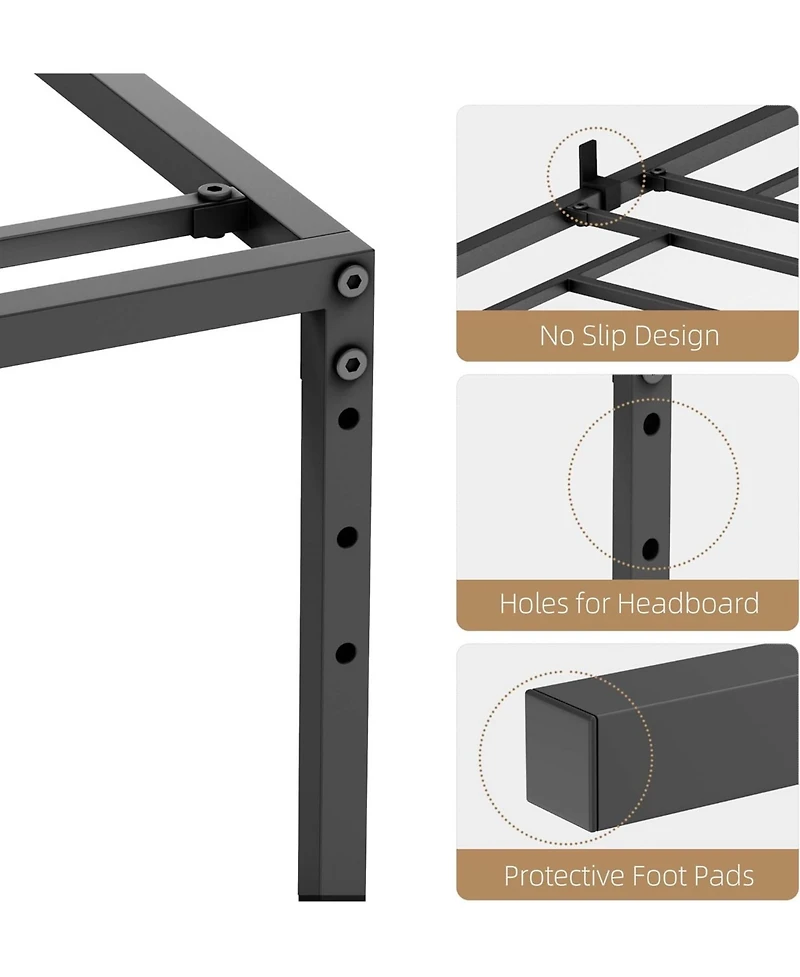 gaomon Queen Metal Platform Bed Frame, Heavy Duty Steel Slat Support with 13.8" Height, Queen Size