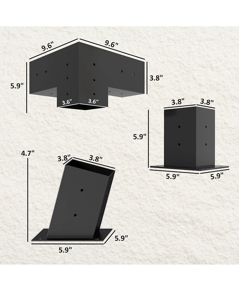 Outsunny Pergola Brackets, 15° Slanted Roof Pergola Bracket Kit,