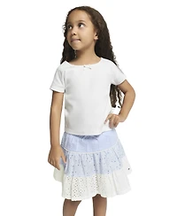 Tommy Hilfiger Girls' 4-6X Ribbed T-Shirt & Seersucker Eyelet Skort, 2-Piece Set