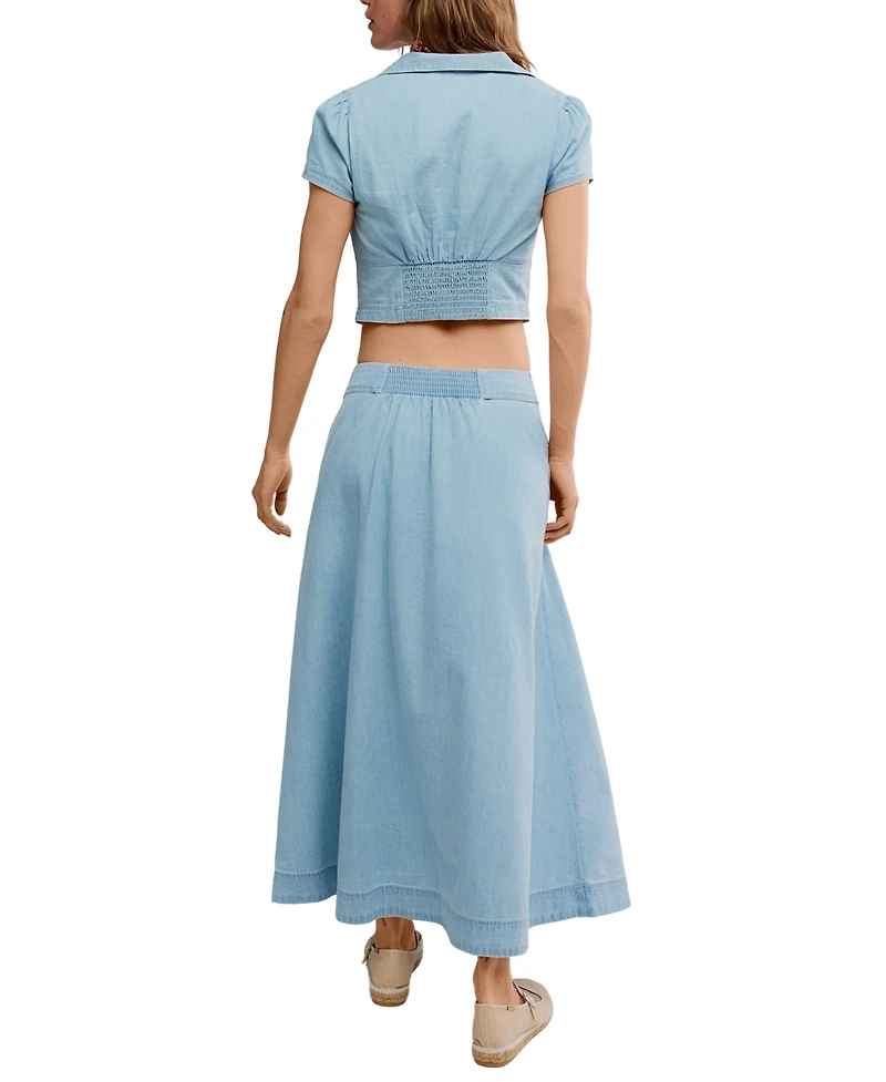 Free People Women's Button-Down Top and A-Line Skirt, 2-Piece Set