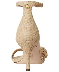 Lauren Ralph Lauren Women's Allie Mid-Heel Floral-Trim Raffia Sandals