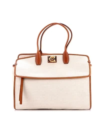 Pre-Owned Salvatore Ferragamo Large Studio Soft Satchel Canvas