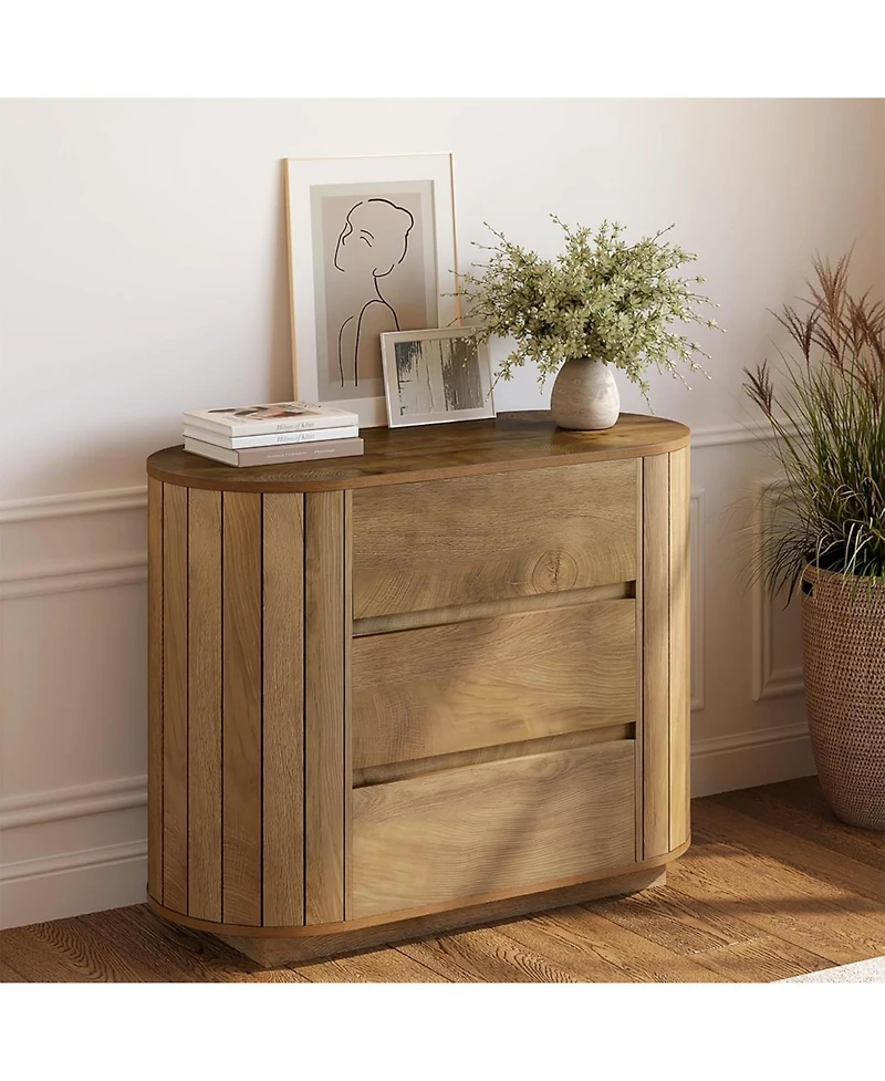 Tribesigns Large Nightstand Set of 2, Oversized Night Stand with 3 Drawers, Slatted Side Design Wood Nightstand, 35" Wide End Tables, Modern Dres