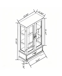 Yigii Antique Display Cabinet with Lighted Glass Doors and Mirrored Panel