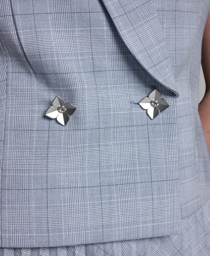 Bcbg Women's Draped Collar Two Button Plaid Jacket