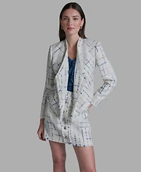 Bcbg Women's Tweed Open Front Fringe Jacket