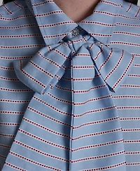 Bcbg Women's Tie-Neck Long-Sleeve Stripe Blouse