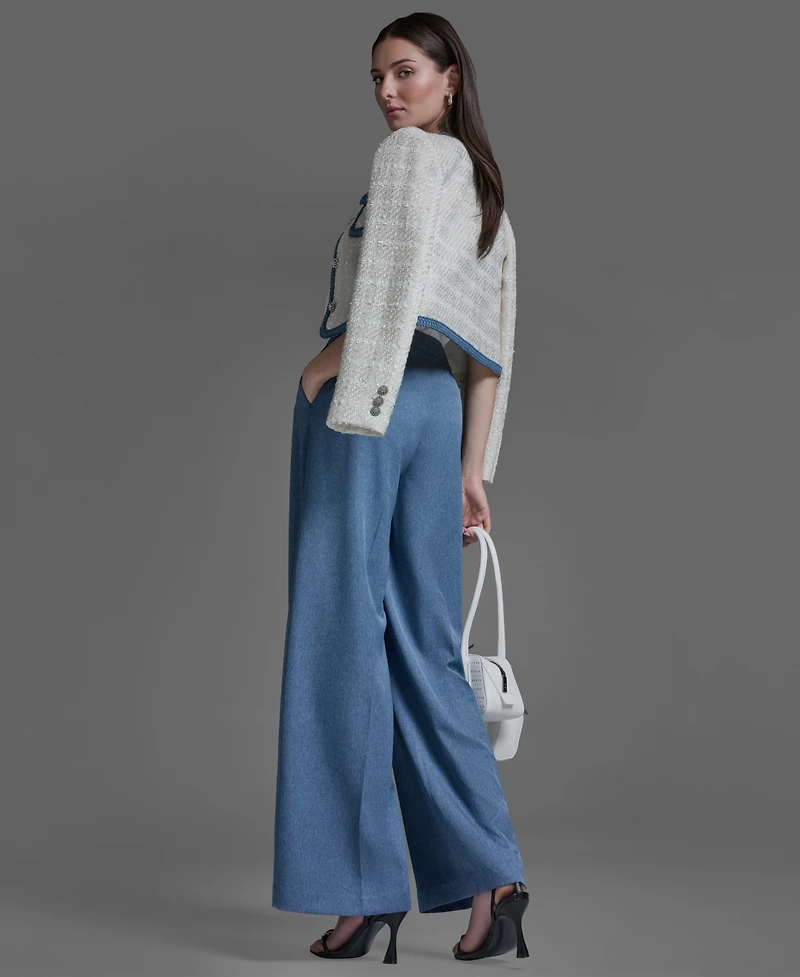 Bcbg Women's Shoulder Padding Braided Denim Jacket