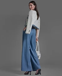 Bcbg Women's Shoulder Padding Braided Denim Jacket