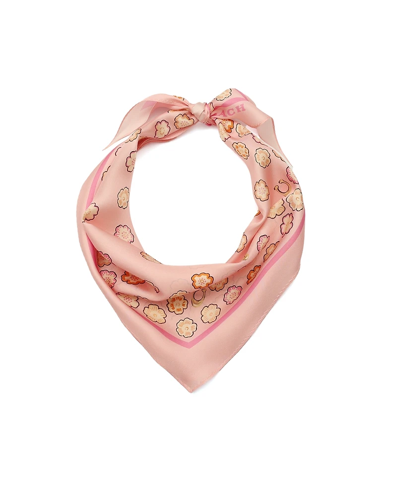 Coach Women's Waterfall Tea Rose Printed Silk Diamond Scarf