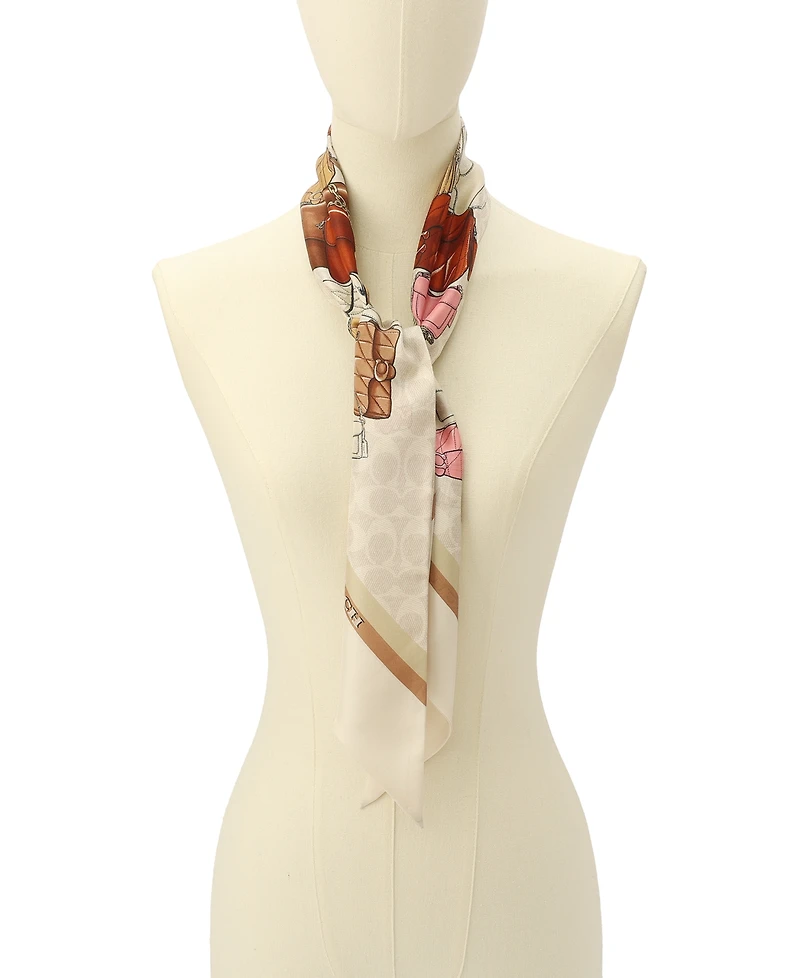 Coach Women's Stacked Tabby Printed Wide Silk Skinny Scarf